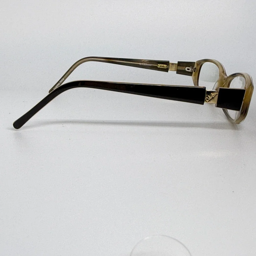 Cole Haan CH902 Brown Horn Eyeglasses Frames Italy 135mm Oval Womens Brown 21507